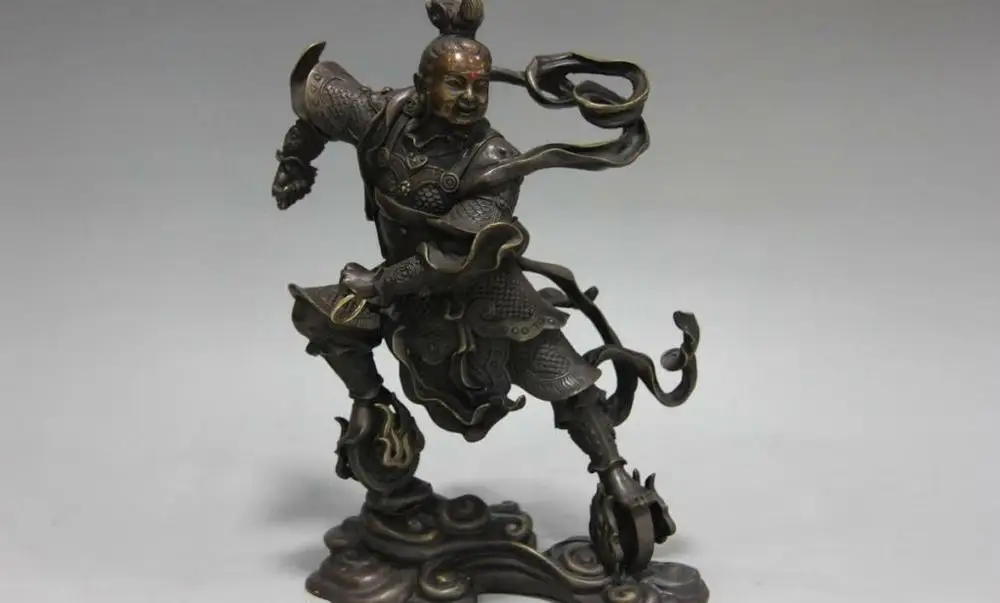 

Chinese mythology copper bronze Buddha NeZha Valkyrie Warrior statue sculpture