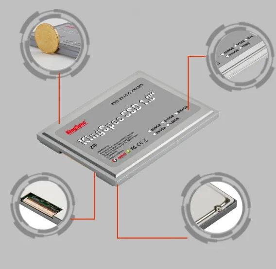 Жесткий диск KingSpec 1 8 &quotZIF Speed Card IDE SSD накопитель ГБ 16 32 64 Гб 128 44-Pin для ноутбука Apple