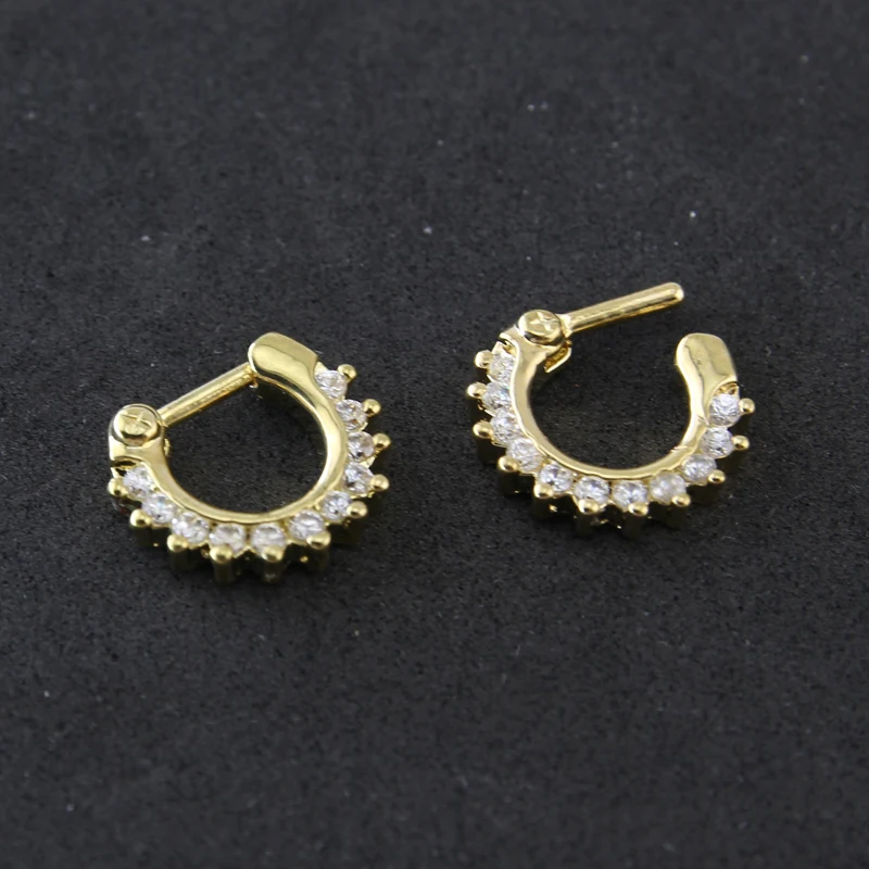 1 шт. 16 г носовые кольца таинственная перегородка Женская с блестящими