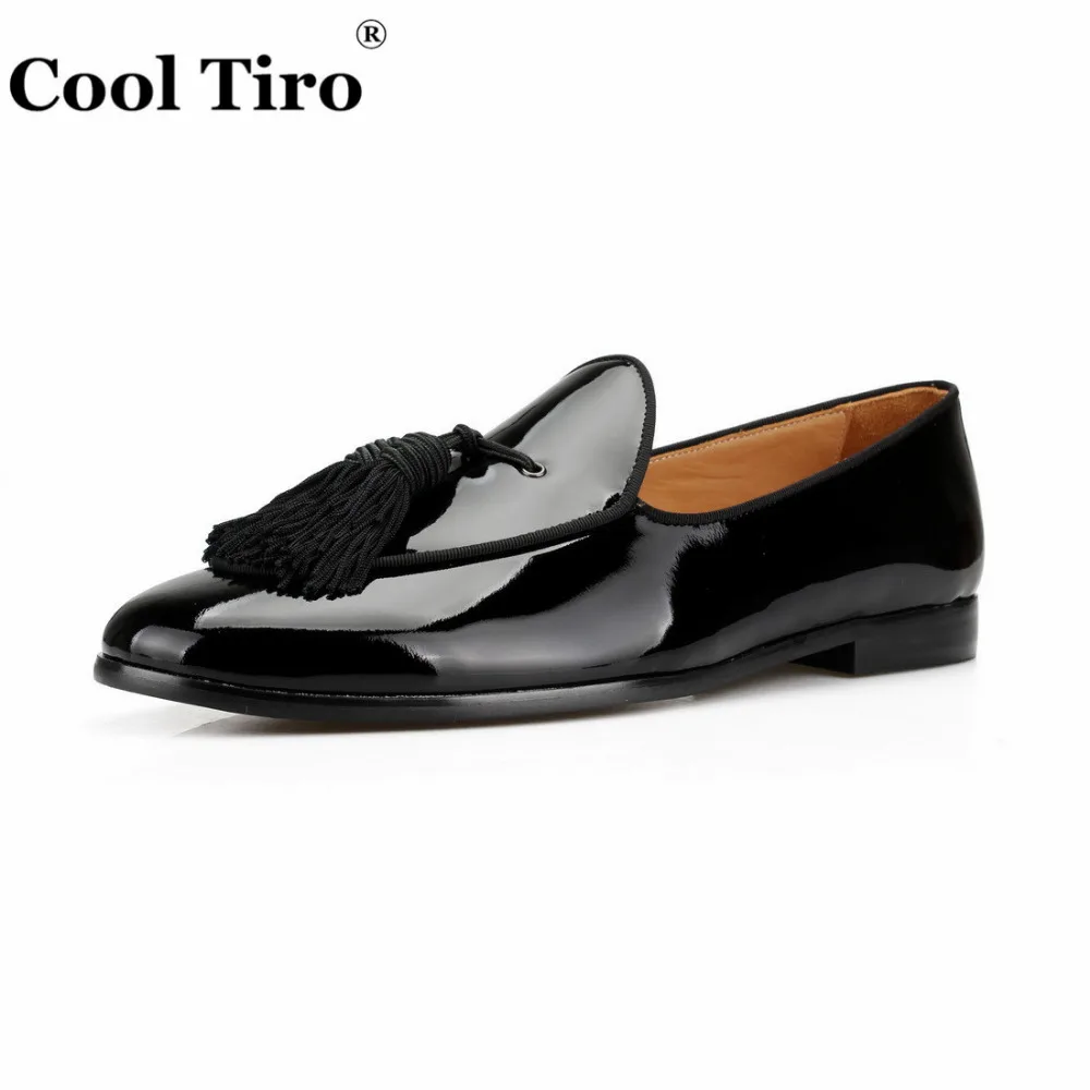 COOL TIRO Black patent leather men shoes New Tassel stitching breathable comfortable loafers luxury men's flats casual | Обувь