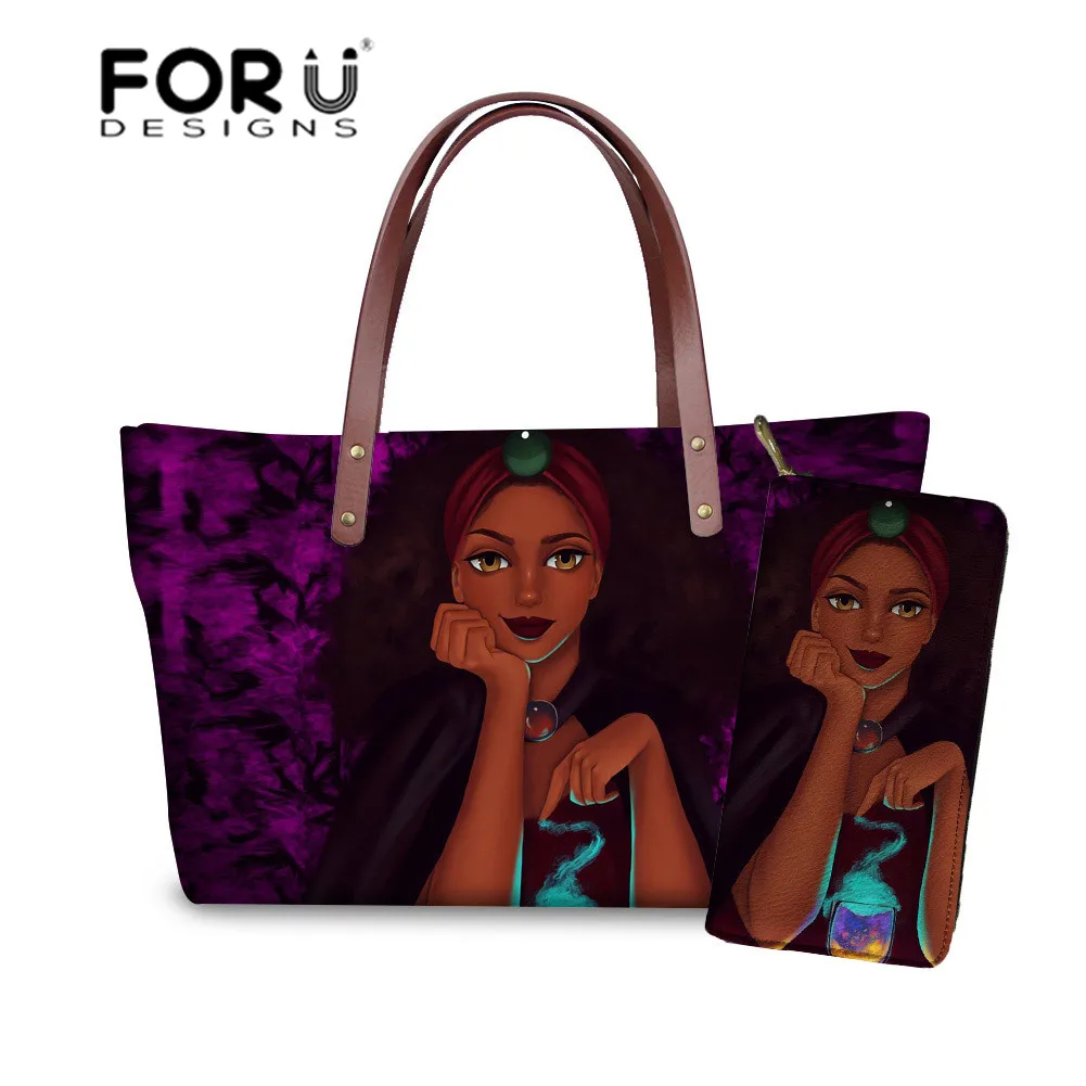 FORUDESIGNS/Сумки из натуральной кожи для женщин черные женские арт американском