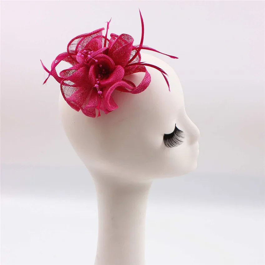 Леди Герл Свадебный головной убор с нитями, пером и брошью на зажиме SFB7079 96 штук/лот