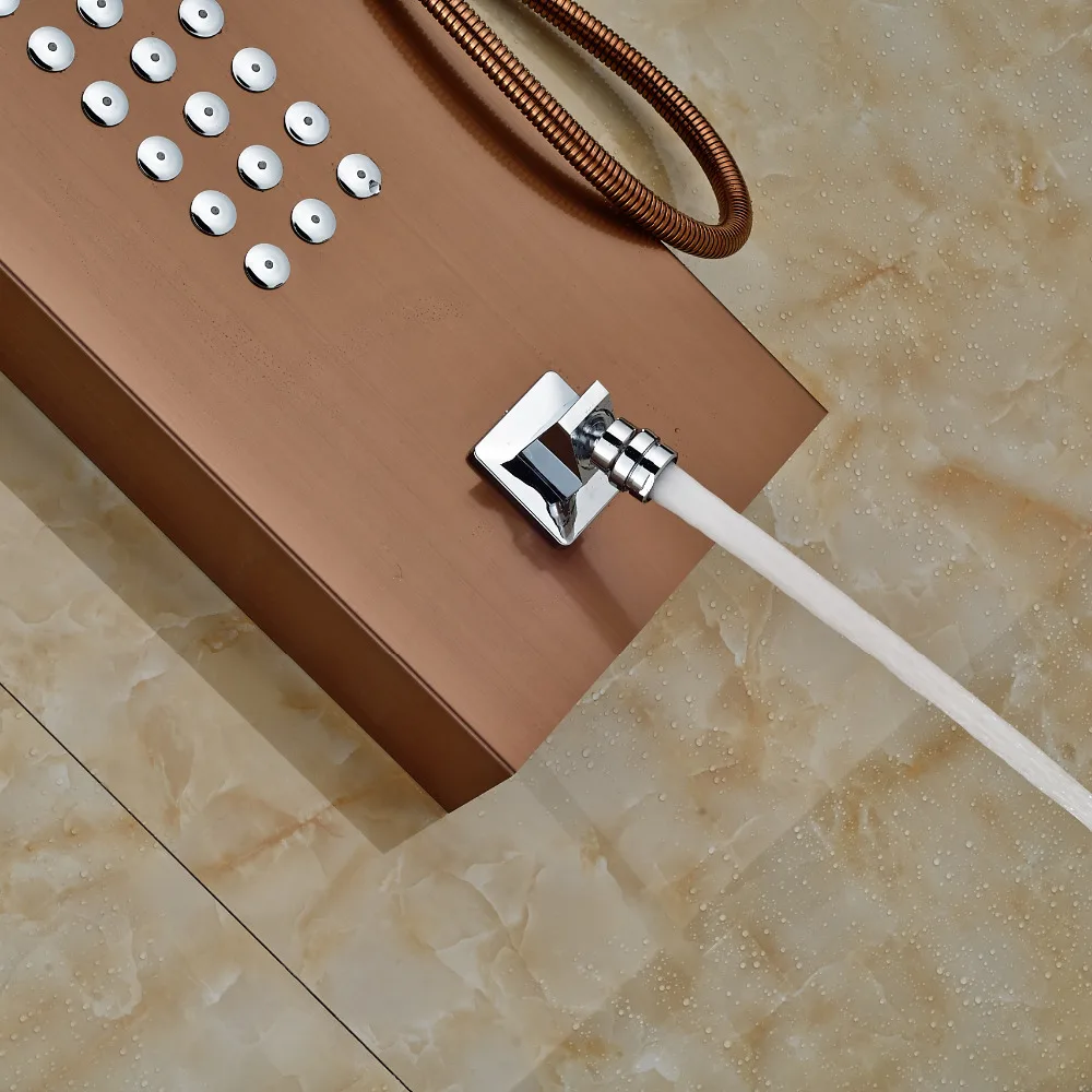 Настенные Роуз Золотой Душ столбца душ Панель w/ручной насадки для душа пластина