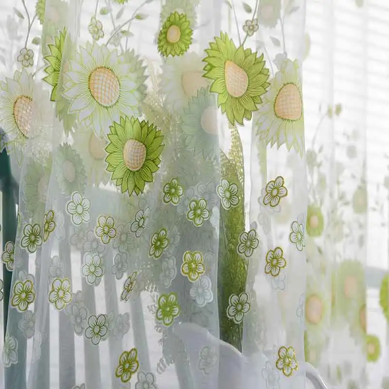 Новинка милый Подсолнух пасторальные тюлевые занавески оконная панель