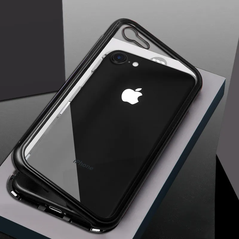 Новый металлический магнитный адсорбционный чехол для iPhone X XS 7 8 Plus одностороннее