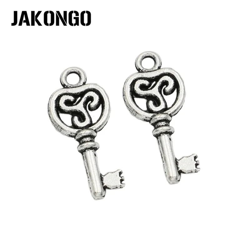 JAKONGO античный посеребренный ключ подвеска для изготовления ювелирных изделий