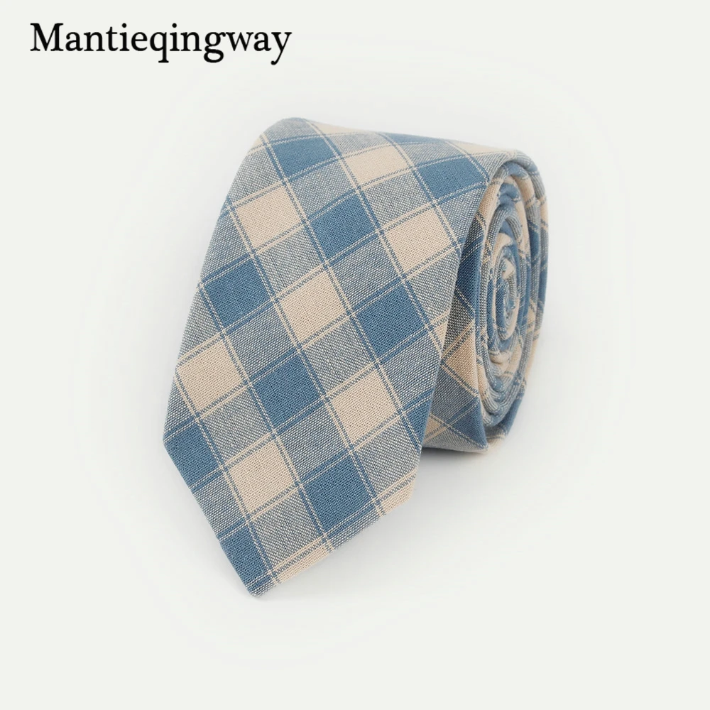 Бренд mantieqingway хлопок Для мужчин S Галстуки для Костюмы Свадебные Тощий Плед