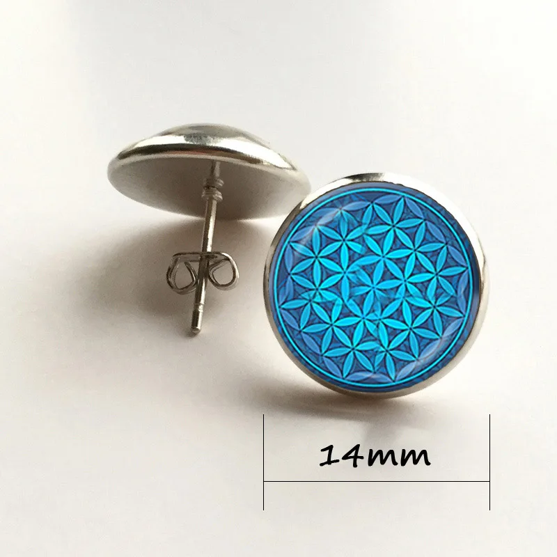 Розовая роза цветок серьги жизни сережка стеклянный купол уха кулон