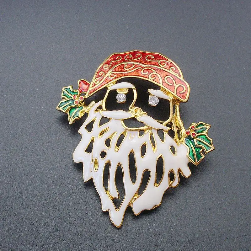 Новинка лидер продаж Модная Золотая брошь в виде лица Санты булавка с красной