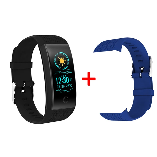 add Blue Strap Умный Браслет QW18 IP68 Водонепроницаемый Smartband монитор сердечного ритма во время сна спортивный Шагомер фитнес-трекер Bluetooth Smartwatch - Цвет: add Blue Strap