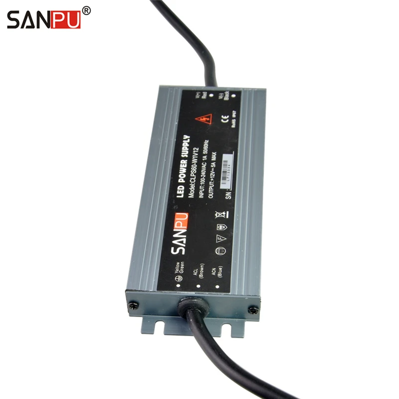 SANPU 12V источник питания 60W 5A IP67 Водонепроницаемый 110V 220V AC к DC трансформатор