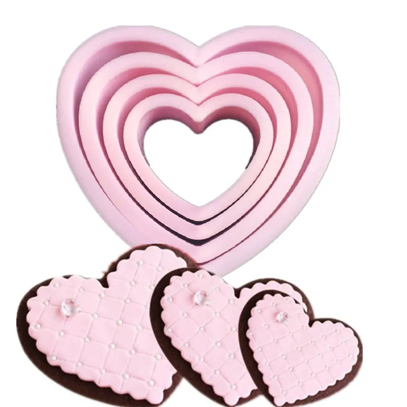 4 шт. формы для украшения торта в форме сердца DIY печенья резак штамп SugarCraft