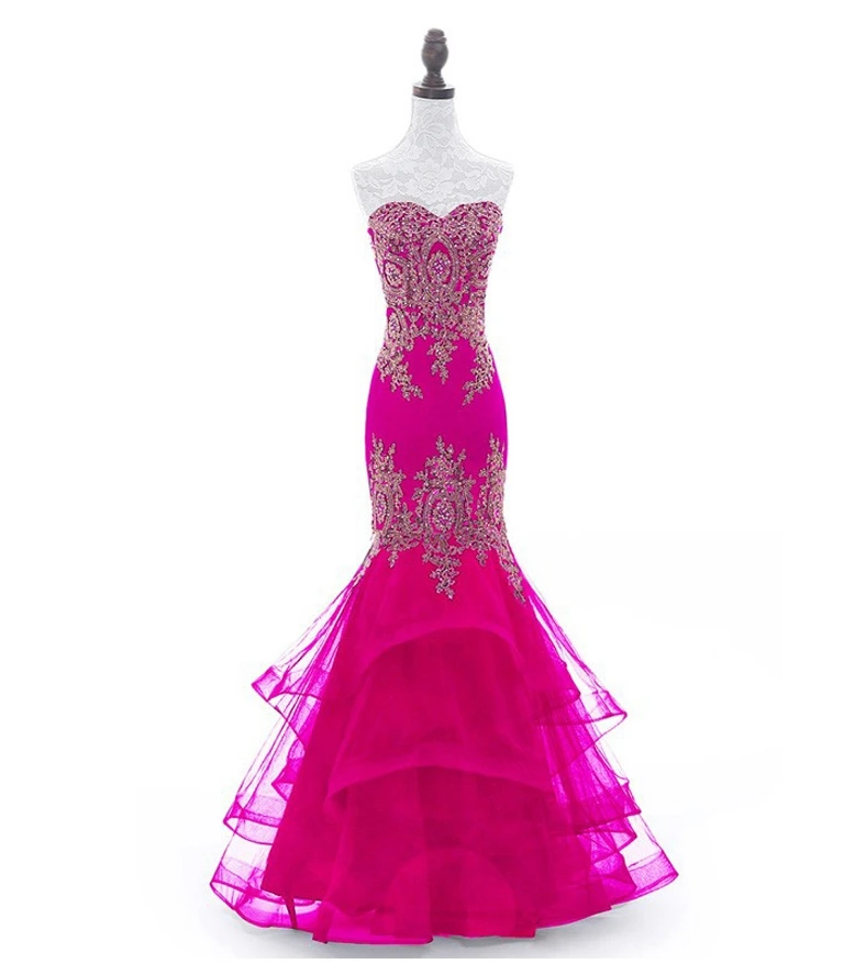 Vestidos de festa vestido longo para casamento 7 цветов золотого кружева Кристалл сексуальное платье подружки невесты в стиле русалки плюс размер - Цвет: rose Red