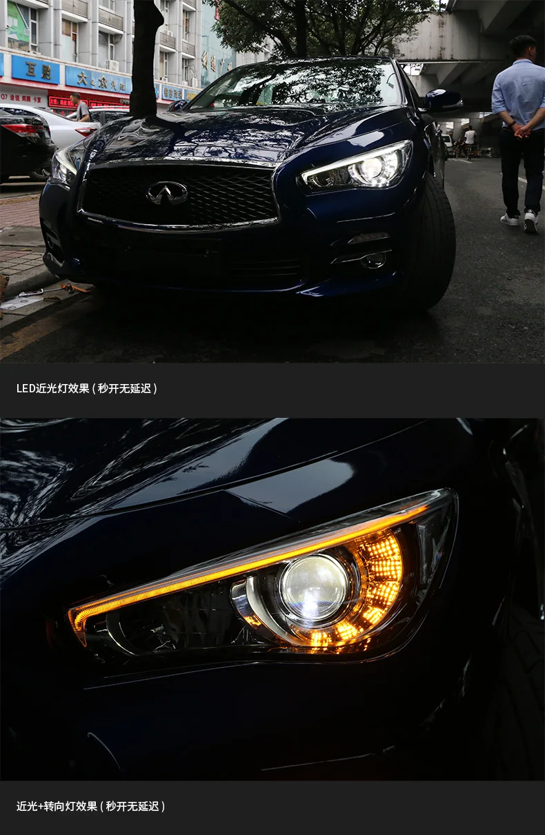 Автомобильный Стайлинг для Infiniti Q50 фары- для Q50 полный светодиодный налобный фонарь светодиодный DRL передний биксеноновый объектив двойной луч