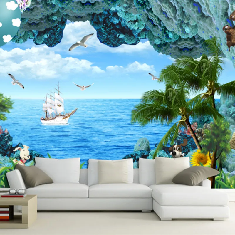 

Custom Large HD Wallpapers 3D Stereoscopic Landscape Wall Murals Stone Nature Sea Wall Papers Home Decor for Living Room Bedroom