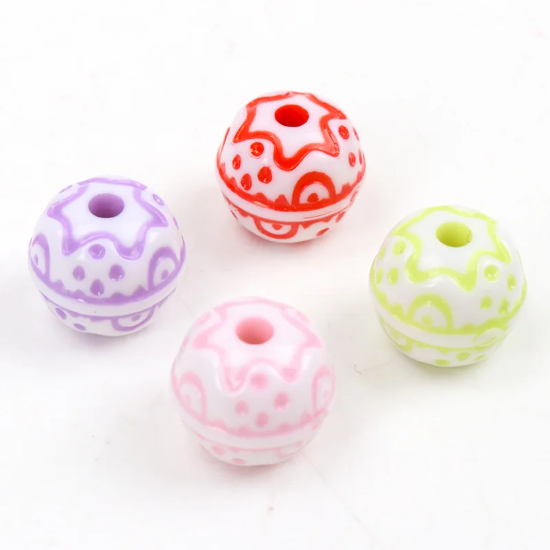 20Pcs Mixed White Stripe Wave Acrylic Round Spacer Loose Beads For Diy jewelry making Bracelet 14mm | Украшения и аксессуары