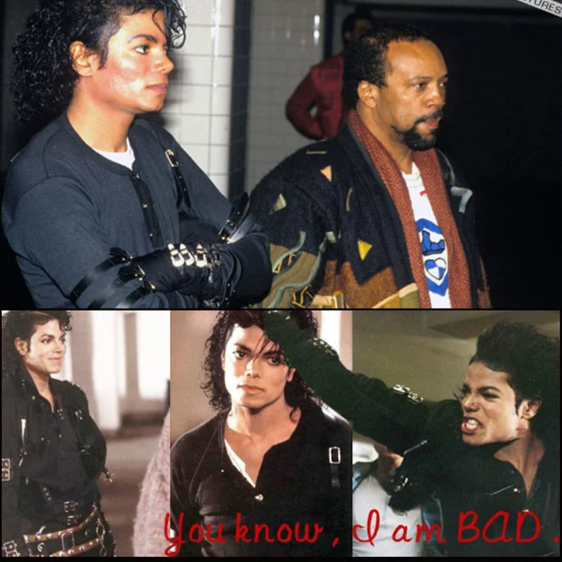Панк Рок уличная мотоциклетная MJ Майкл костюм Джексон Классический BAD черная футболка и ремень