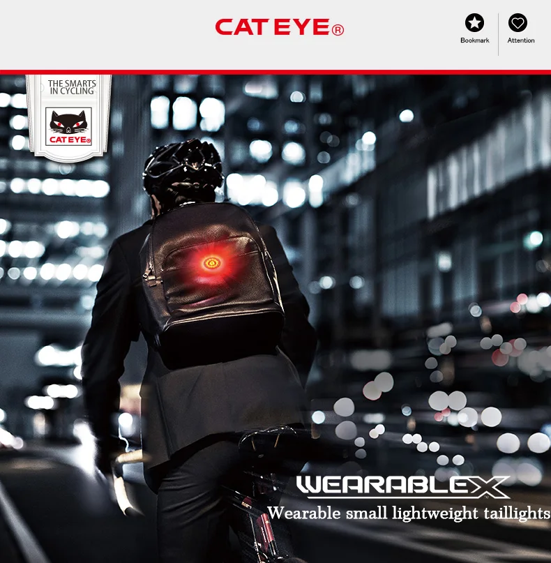 CATEYE велосипедный USB Перезаряжаемый задний светильник, пригодный для носки, велосипедный безопасный задний светильник, подседельный штырь, водонепроницаемый предупреждающий фонарь, пригодный для носки X SL-WA100