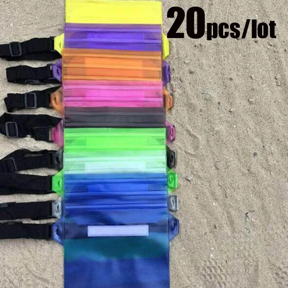 

20Pcs/lot New Waterproof Women&Men Waist Bags Phone Pouch Belt Pack Ladies Zip Frosted Transparent Beach Belt Bag