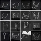 Серьги-кольца VIVILADY в стиле унисекс, шикарные металлические украшения с перьями и перекрестными булавками, Лон кубической формы с кисточками