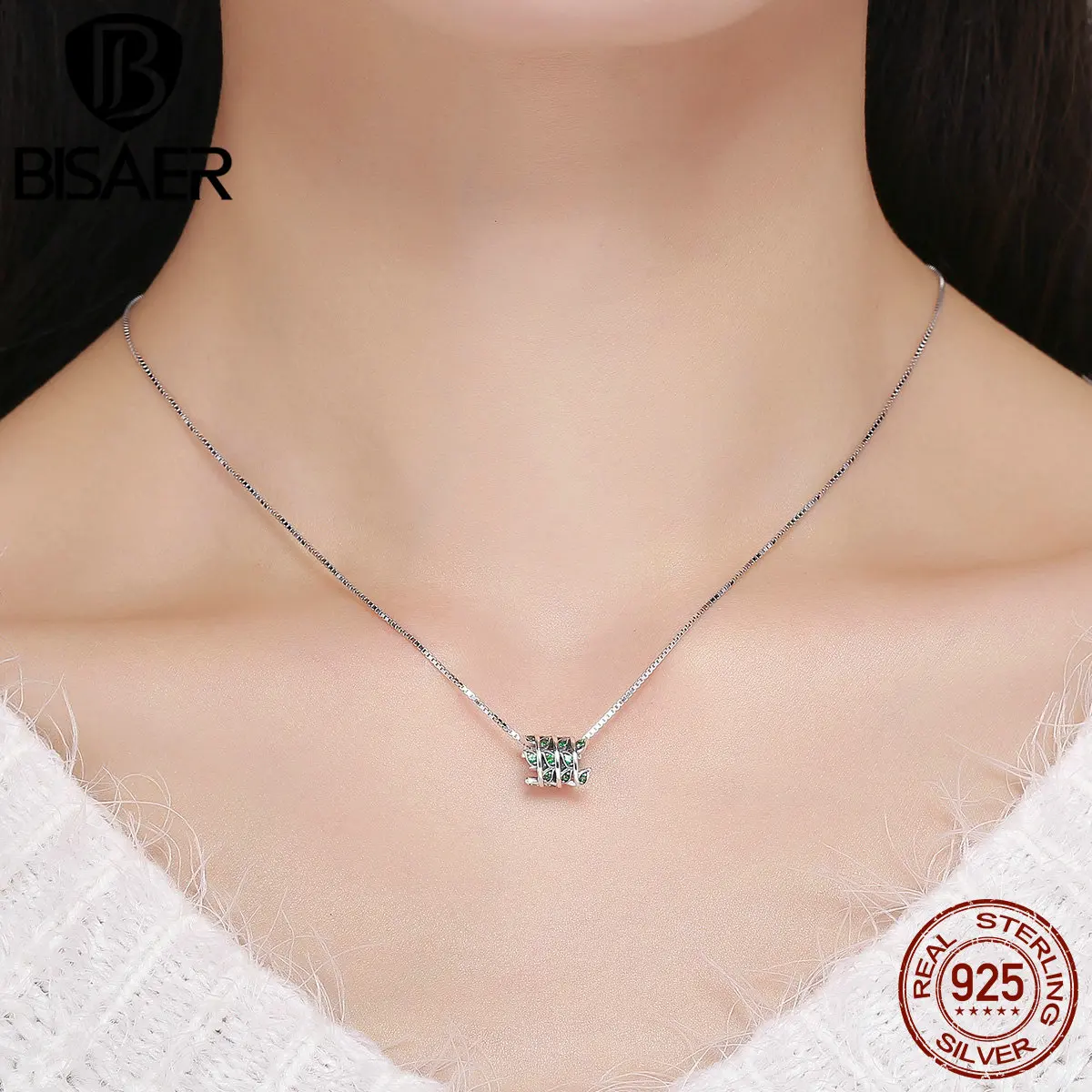 BISAER горячая Распродажа 100% 925 пробы серебро Chili Tree Leaves Charm of Life бусины подходит для