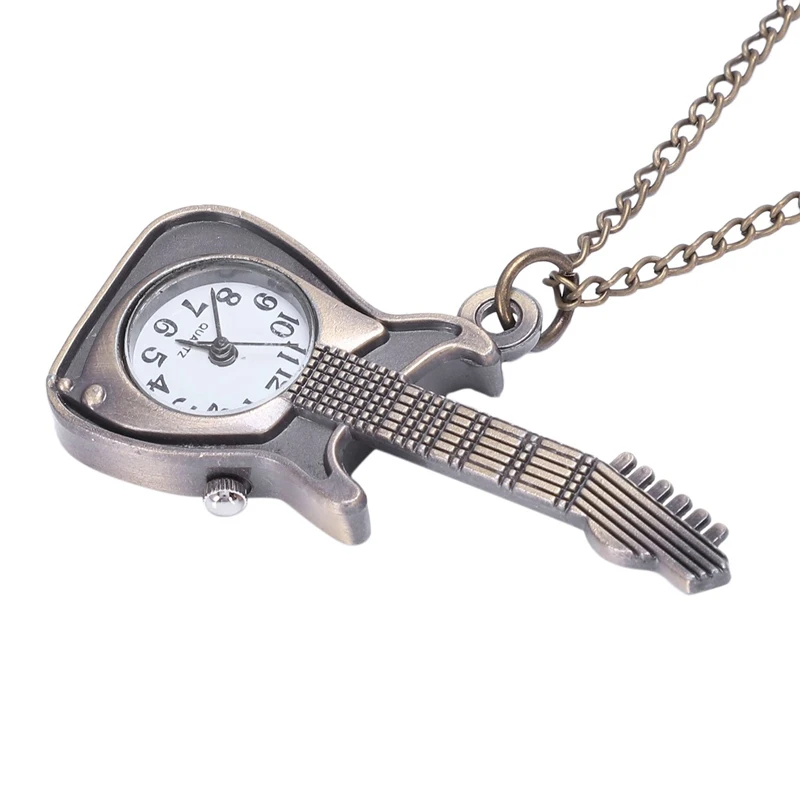 Quartz Pocket Watch Bronze Classic Violin Shape Creative Fashion Women Gifts Personality Antique Pendant Charm Watches Chain | Наручные