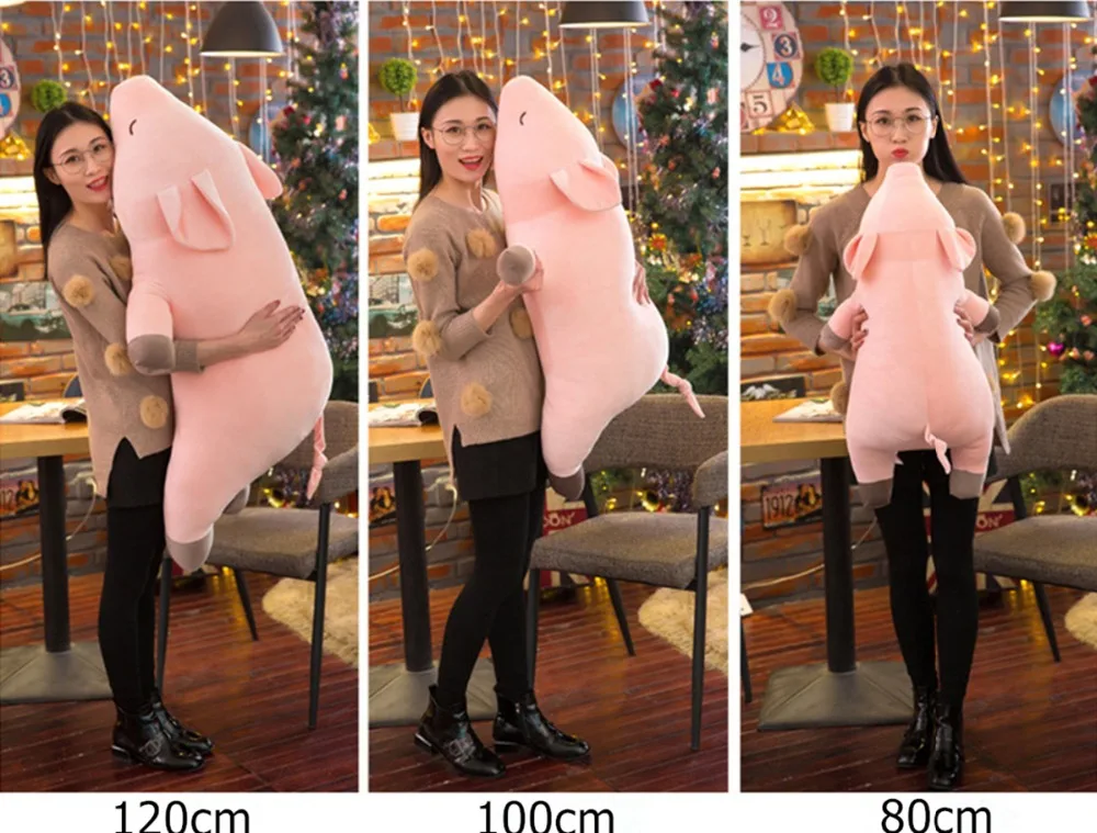 Гигантская мягкая подушка Kawaii Спящая свинья, милая креативная плюшевая кукла для детей, милая игрушка для девочек, подарок на день рождения