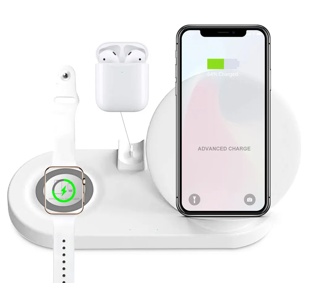 Ascromy Быстрое беспроводное зарядное устройство док-станция для iwatch Apple Watch 4 3 2 Airpods iPhone X XS Max XR 8 Plus QI Быстрая Зарядка Док-станция