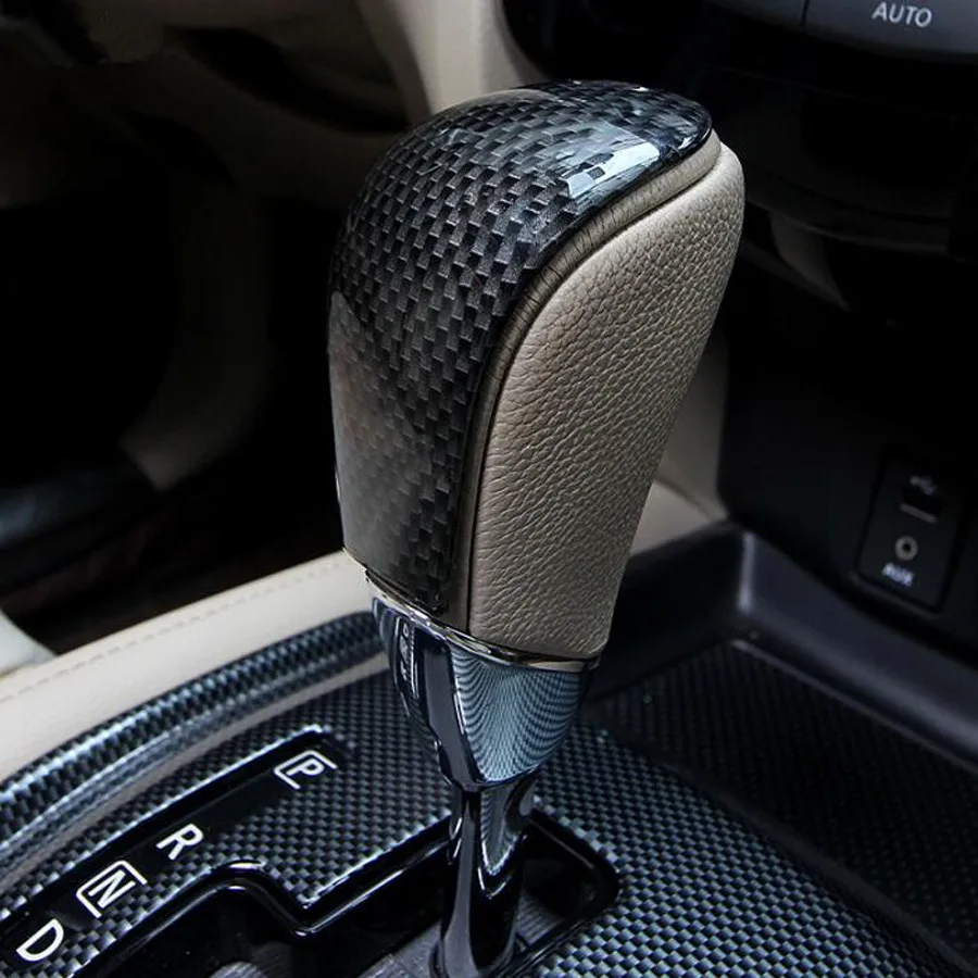 

YAQUICKA Carbon Fiber Style Car Interior Gear Shift Knob Head Cover Trim Sticker Moulding For Nissan X-trail Rogue T32 2014-2017