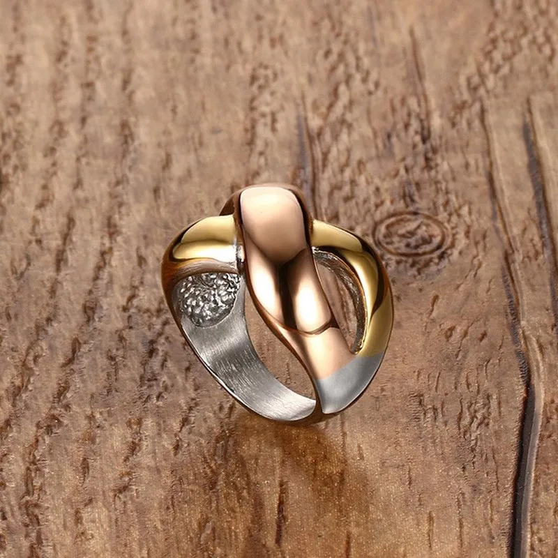 Три тона Бесконечность обручальные кольца для женщин из нержавеющей стали