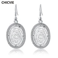 chicvie new vintage crystal flower piercing earrings with stones for women big silver fashion jewelry indian earrings ser140391