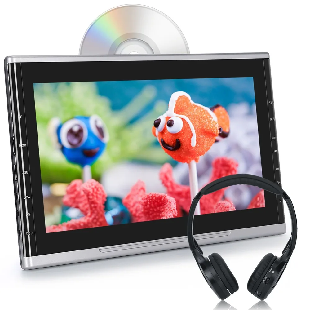 Тыква 10,1 дюймов Автомобильный подголовник монитор dvd-плеер USB/SD/HDMI/FM/игры TFT ЖК-экран сенсорная кнопка поддержка беспроводных наушников