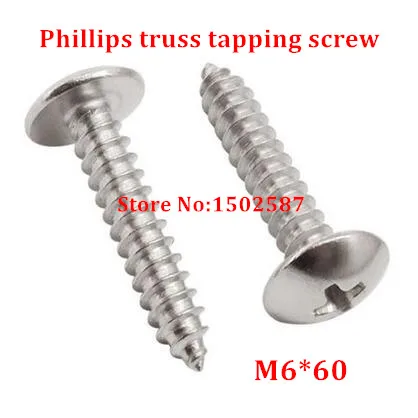 

50pcs M6*60 Phillips Truss Head Tapping Screw SUS304 stainless steel TA Screws
