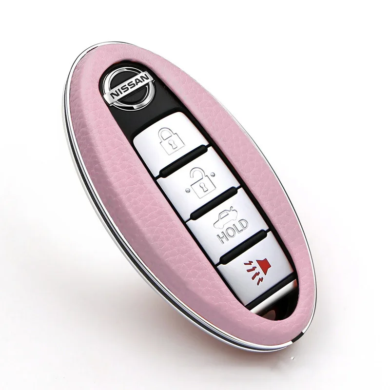 pink single shell Чехол для ключей автомобиля, брелок из цинкового сплава для Nissan X-Trail 370Z Cube Micra Qashqai Juke Leaf Tiida Cube Quest Versa - Название цвета: pink single shell