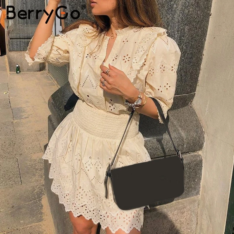 BerryGo элегантное женское платье из двух частей эластичное высокая талия