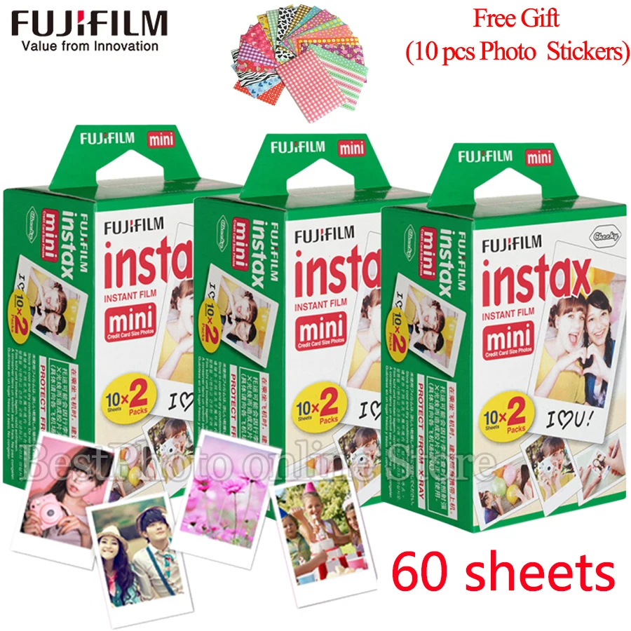 Белая пленка для Fuji instax Мини-пленка 60 80 100 листов белый край 3 дюймов широкая пленка для Фотоаппарат моментальной печати mini 8 9 фотоаппаратов моментальной печати 7s 25 50s 90 Фотобумага+ подарок