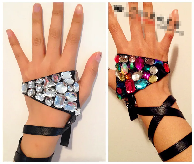 Горячая распродажа! Женские модные перчатки Ds разноцветные кожаные в стиле хип