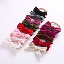 36pc/lot Wholesale Girls Velvet Hair Bow With Nylon Headband ,kids girls gift Christmas hair accessories (1)