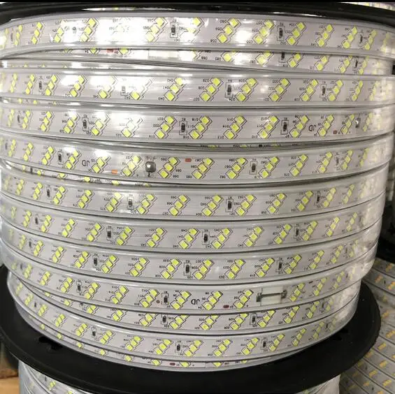 SMD 2835 Светодиодная лента 220V 276 светодиодный s/mThree ряд водонепроницаемая лента веревка 50 см можно резать теплый белый свет украшения супер яркий