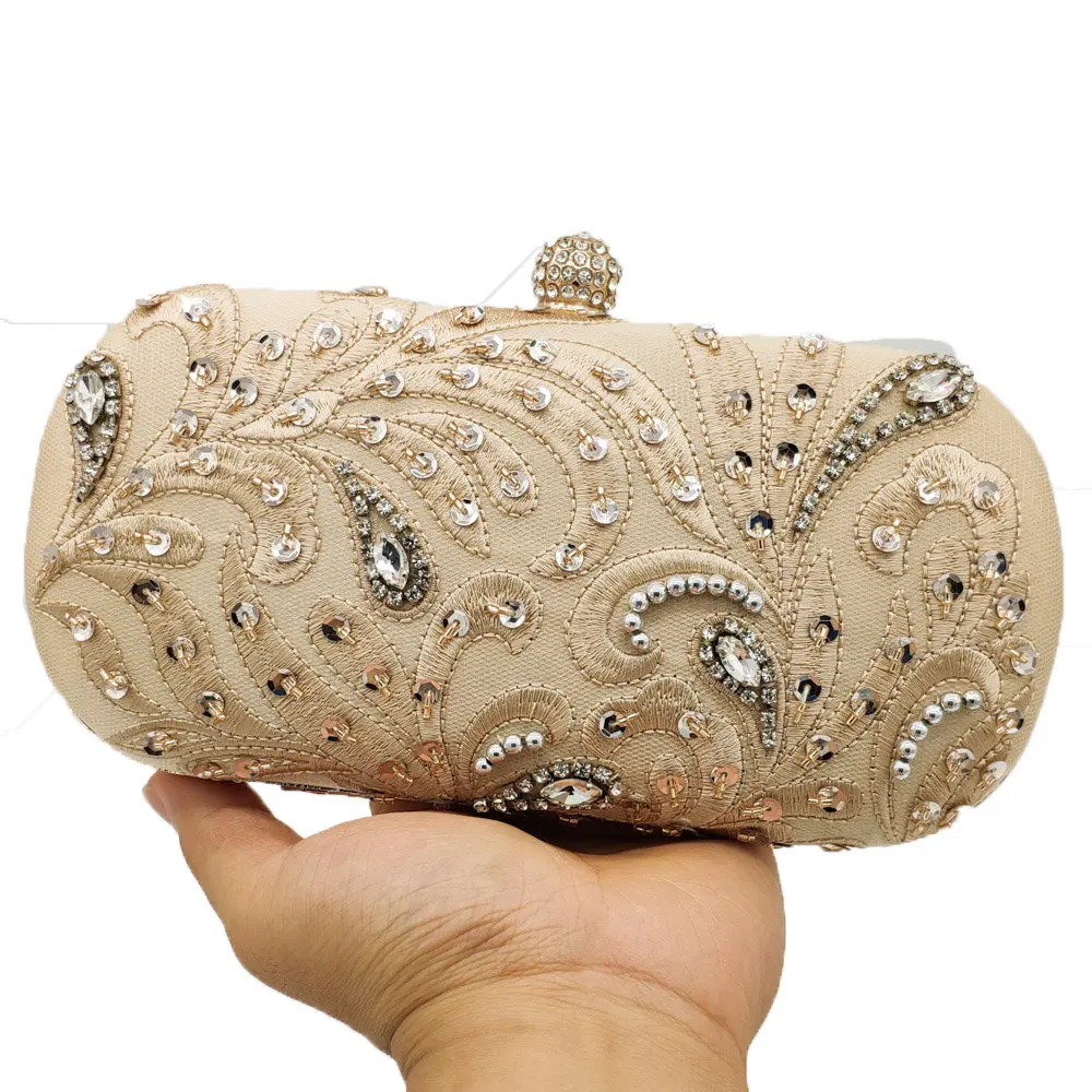 Boutique De FGG винтажные женские вечерние клатчи с блестками и кристаллами, Украшенные бусинами, сумки для невесты, свадебной вечеринки, сумки с бусинами, кошельки