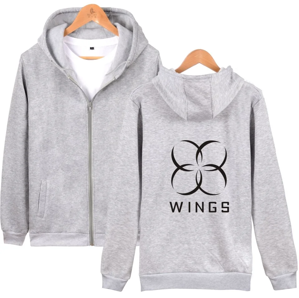 LUCKYFRIDAYF BTS Bangtan мальчики осень зима Zip up толстовки БЦ крылья с принтом букв хип хоп