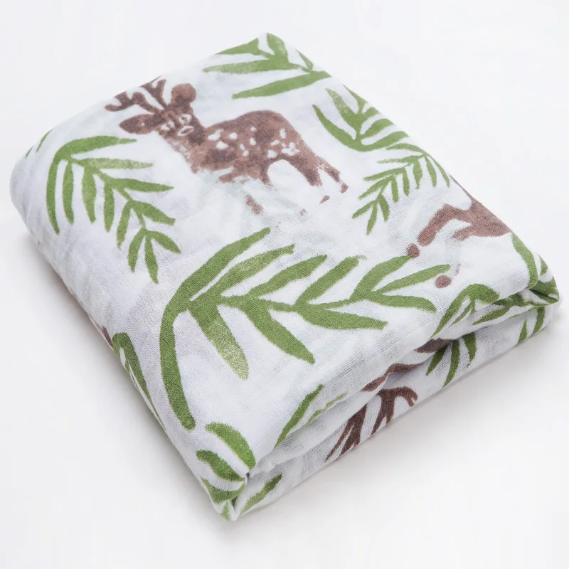 Deer leaves Подгузники из муслина, хлопковые детские пеленки, детские одеяла, банное полотенце для новорожденного, марлевые детские спальные мешки, аксессуары для детской кроватки, чехол для коляски - Цвет: Deer leaves