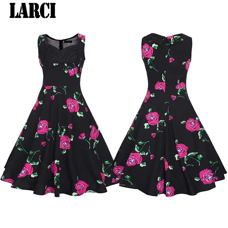 LARCI Винтажное платье 2018 новые летние с круглым вырезом без рукавов vestidos Для