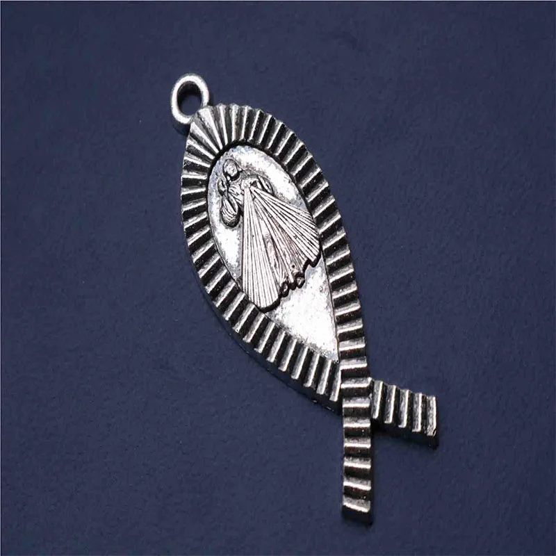 30 штук/кулон с медальоном в виде христианской рыбы Иисуса кулон Креста Рыбы DIY