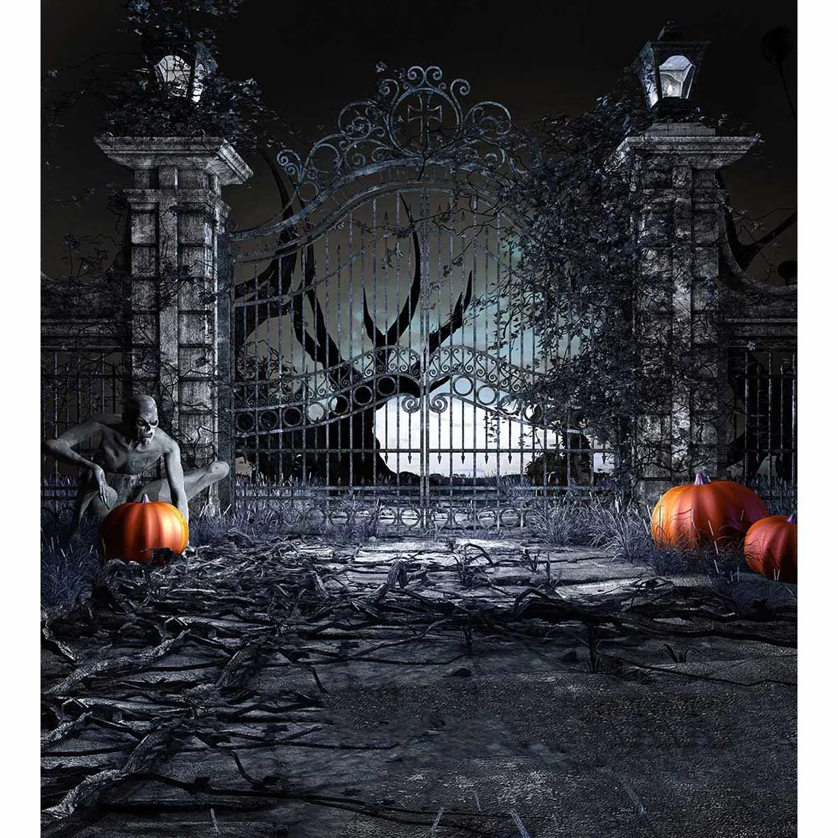 Allenjoy задний фон для фотосъемки искусственная железная дверь Тыква ужасный