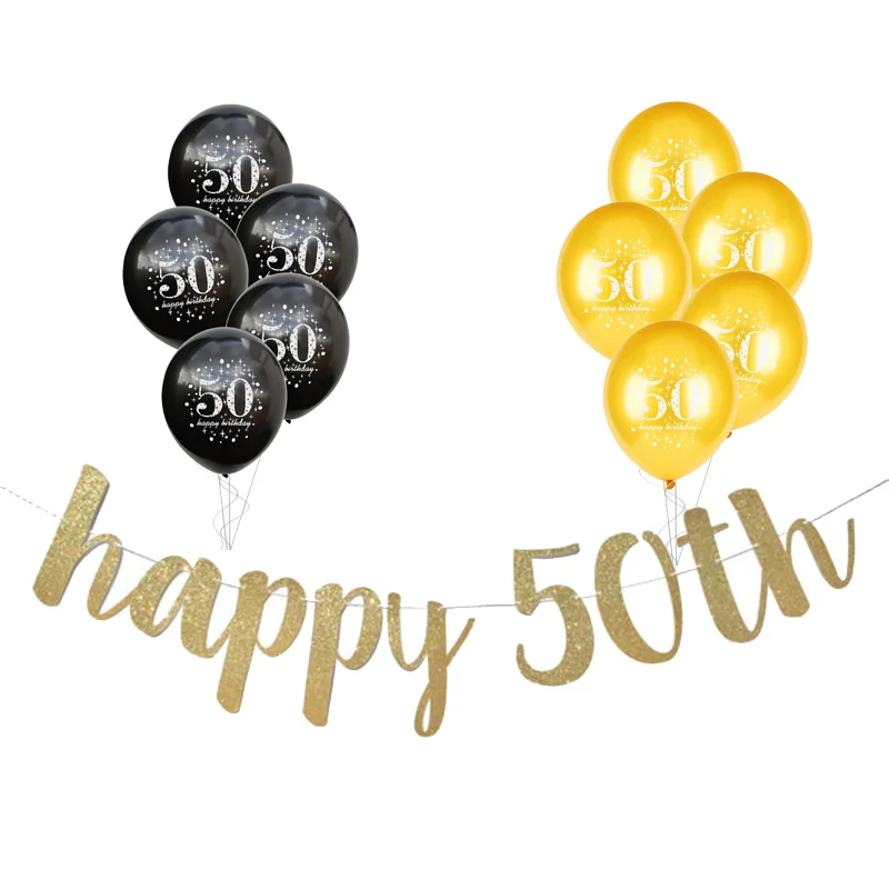 50 banner kit D Блеск 30th 40th 50th 60th знаковые гирлянды ко дню рождения с воздушными шарами комплект счастливый декор для вечеринки в честь Дня Рождения взрослая развесель до 30 лет - Цвет: 50 banner kit D