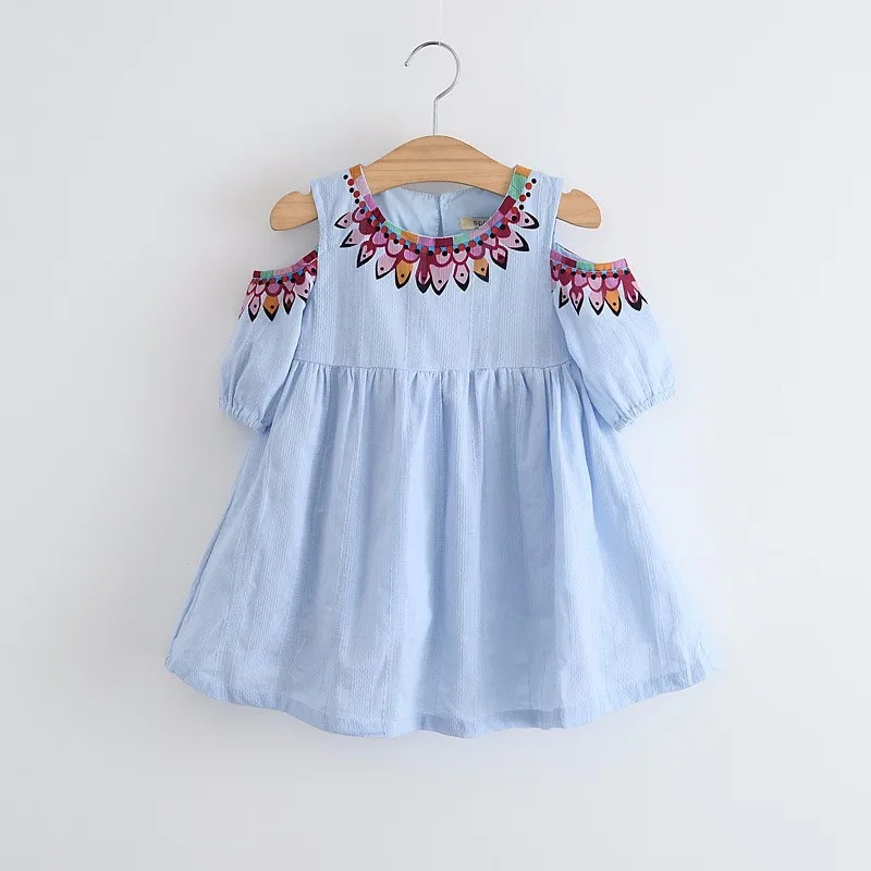 2017 New Girls Puff Sleeve Vintage Floral Print Party Dress Candy Color Spring Summer Cotton Dres | Детская одежда и обувь