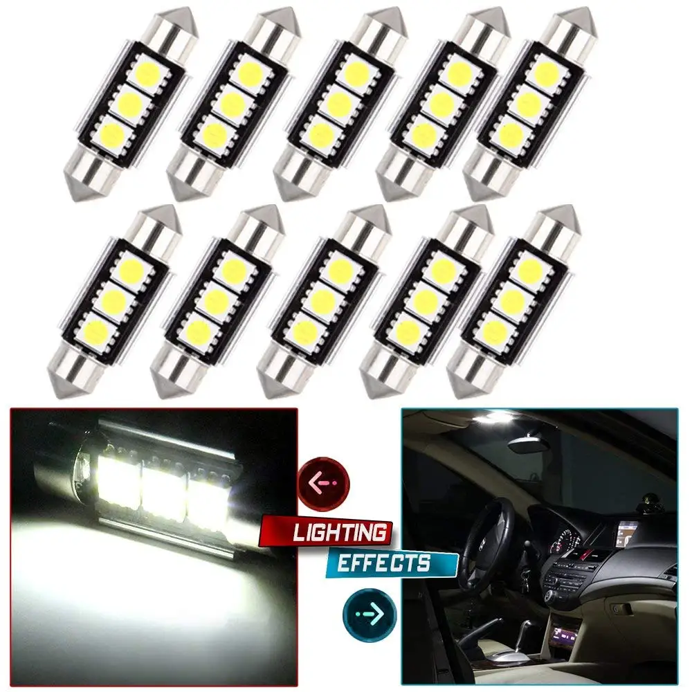 10 шт. 36 мм 39 41 3 SMD 5050 Чистый Белый купол Festoon CANBUS без ошибок автомобильный