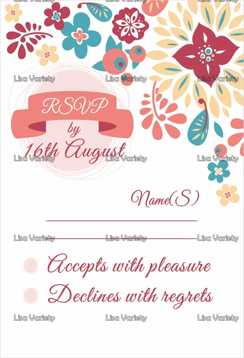 Personalized RSVP Card with Free Envelope for Wedding / Party 50 pcs/lot R12 | Дом и сад