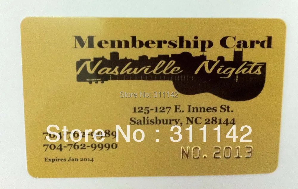 Custom gold/silver embossed sequence number PVC card with free shipping